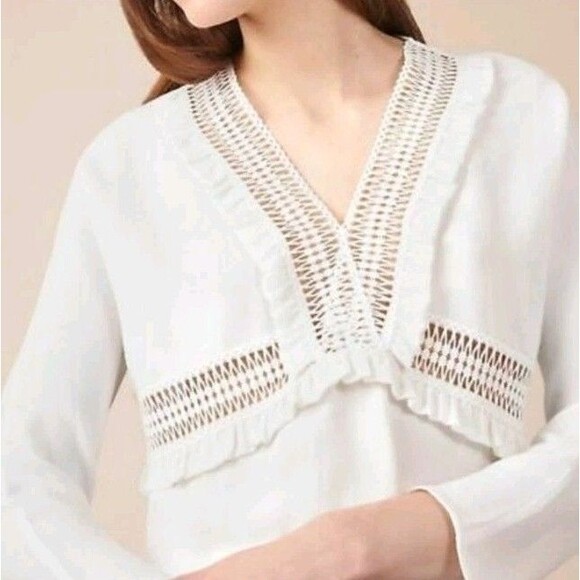 Maje White Viscose Blouse Size 1 – runs small, best fits US Women's XS. - Picture 2 of 9